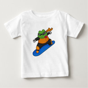 Frosch als Snowobarder mit Snowboard Baby T-shirt
