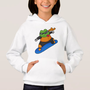 Frosch als Snowobarder mit Snowboard Hoodie