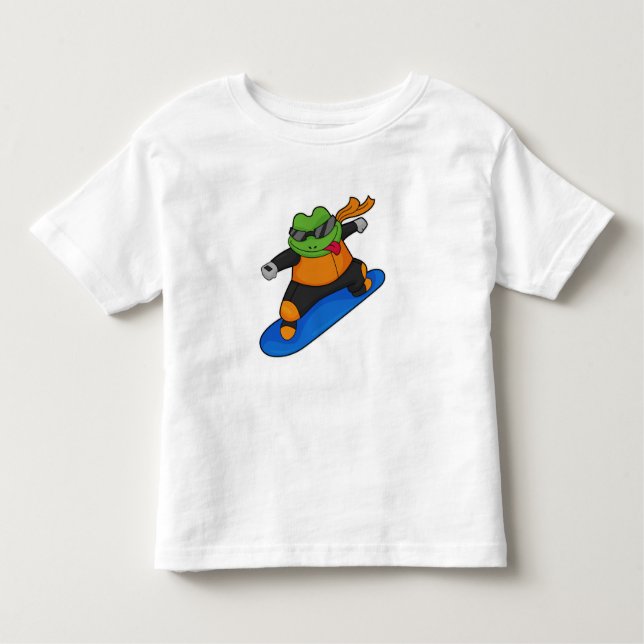 Frosch als Snowobarder mit Snowboard Kleinkind T-shirt (Vorderseite)