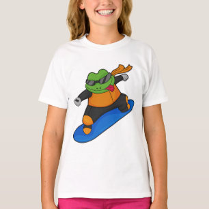 Frosch als Snowobarder mit Snowboard T-Shirt