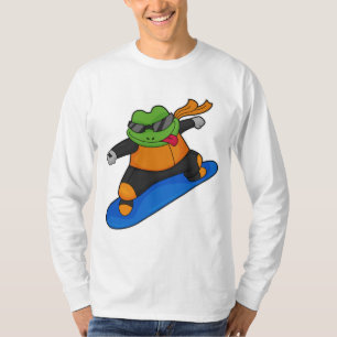 Frosch als Snowobarder mit Snowboard T-Shirt