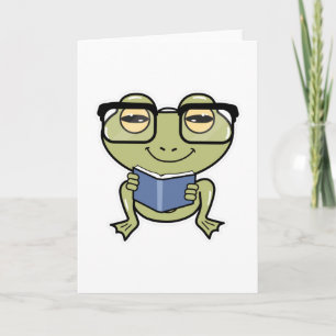 Frosch als Student mit Buch Karte
