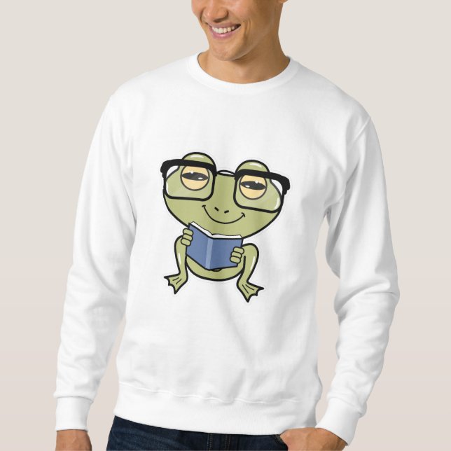 Frosch als Student mit Buch Sweatshirt (Vorderseite)