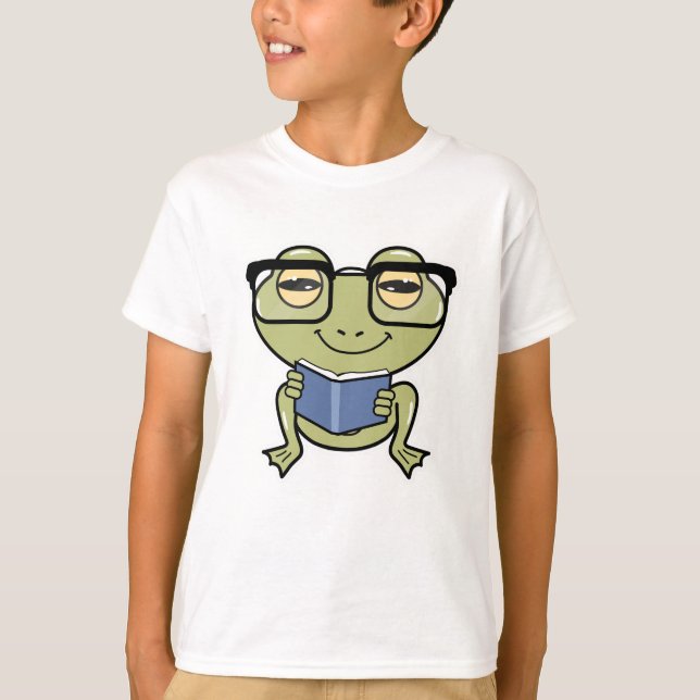 Frosch als Student mit Buch T-Shirt (Vorderseite)