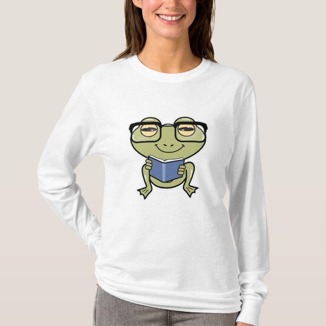 Frosch als Student mit Buch T-Shirt (Vorderseite)