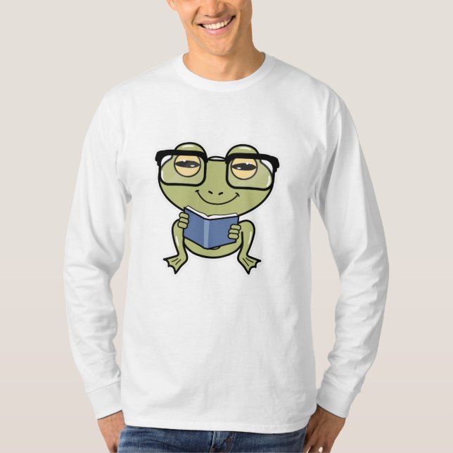 Frosch als Student mit Buch T-Shirt (Vorderseite)