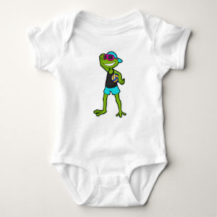 Frosch als Volleyballspieler mit Volleyball Baby Strampler