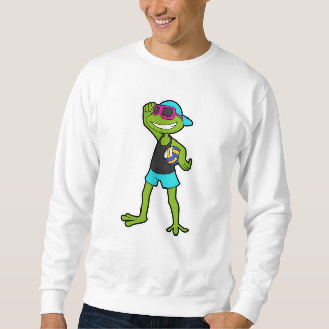 Frosch als Volleyballspieler mit Volleyball Sweatshirt (Vorderseite)