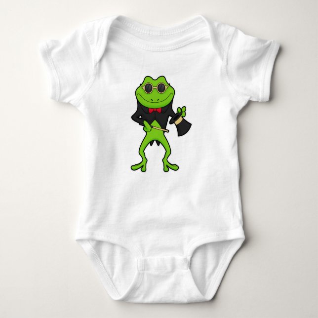 Frosch als Zauberer mit Zauberstab & Hut Baby Strampler (Vorderseite)