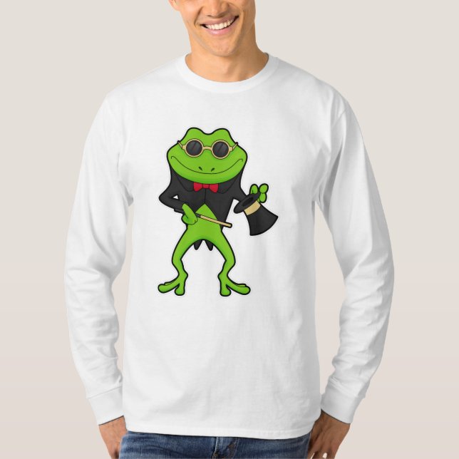 Frosch als Zauberer mit Zauberstab & Hut T-Shirt (Vorderseite)