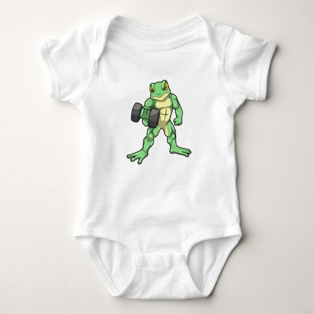 Frosch an der Bodybuilding mit Dumbell Baby Strampler (Vorderseite)