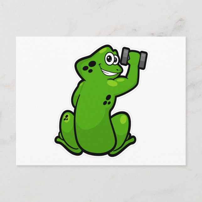 Frosch an der Bodybuilding mit Dumbell Postkarte (Vorderseite)