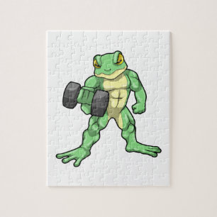 Frosch an der Bodybuilding mit Dumbell Puzzle