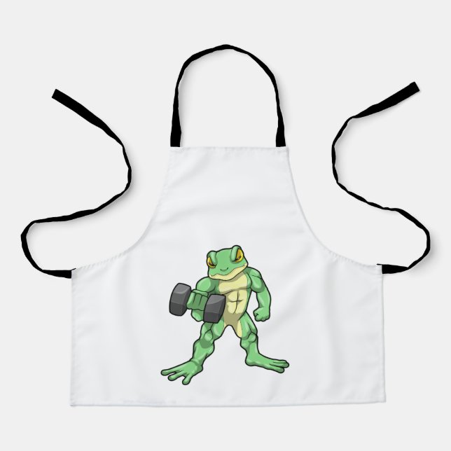 Frosch an der Bodybuilding mit Dumbell Schürze (Vorderseite)