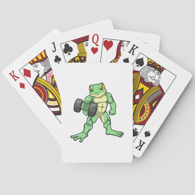Frosch an der Bodybuilding mit Dumbell Spielkarten (Rückseite)
