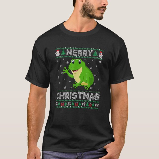 Frosch Animal Men Frauen Kinder Ugg Weihnachtskrau T-Shirt (Vorderseite)