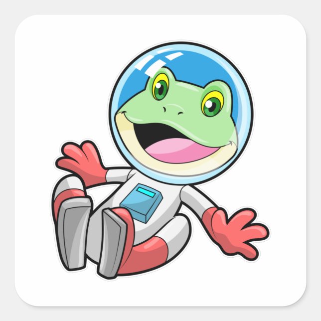Frosch Astronaut Costume Space Quadratischer Aufkleber (Vorderseite)