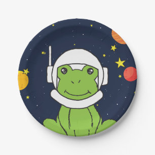 Frosch Astronautentier mit Weltraumhelm Clipart Ba Pappteller
