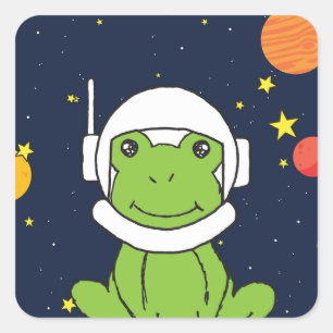 Frosch Astronautentier mit Weltraumhelm Clipart Ba Quadratischer Aufkleber