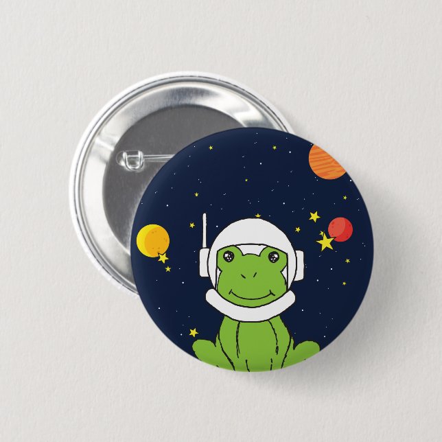 Frosch-Astronautentier mit Weltraumhelm-Clipart Button (Vorne & Hinten)