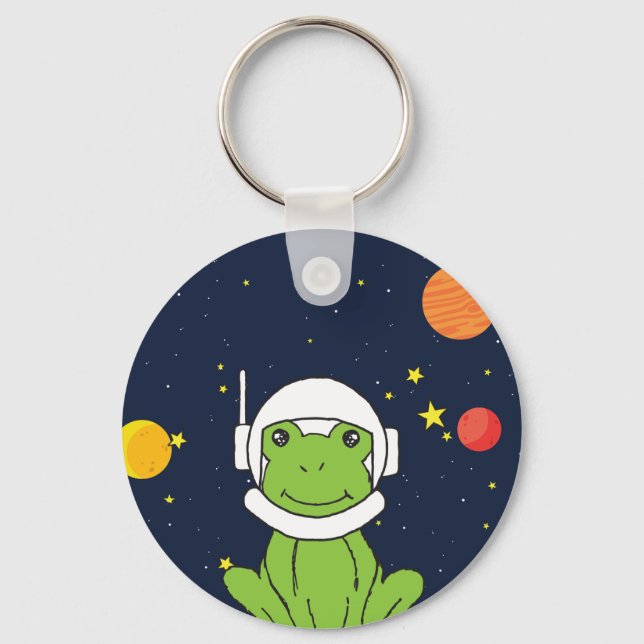 Frosch-Astronautentier mit Weltraumhelm-Clipart Schlüsselanhänger (Vorderseite)
