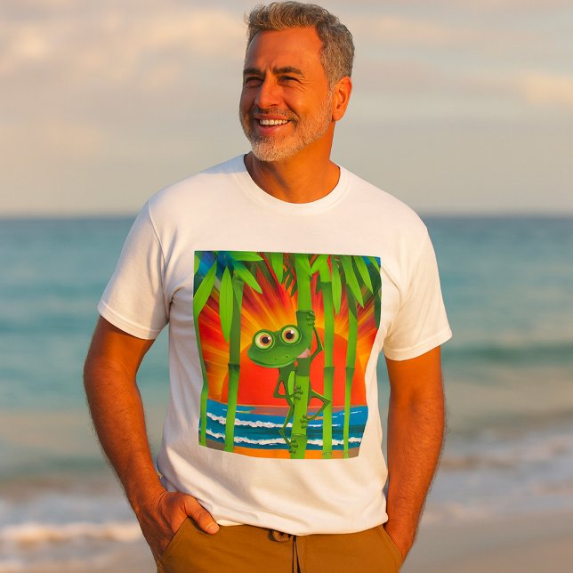 Frosch auf Bamboo Mens T - Shirt (Von Creator hochgeladen)