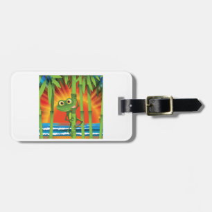 Frosch auf BambusGepäckanhängern Gepäckanhänger