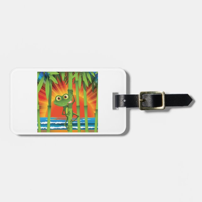 Frosch auf BambusGepäckanhängern Gepäckanhänger (Vorderseite horizontal)