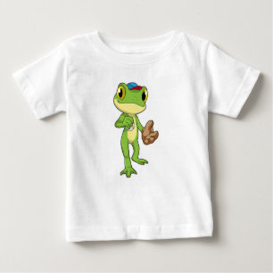 Frosch auf Baseball mit Baseballhandschuh Baby T-shirt