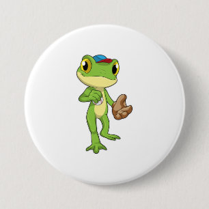 Frosch auf Baseball mit Baseballhandschuh Button