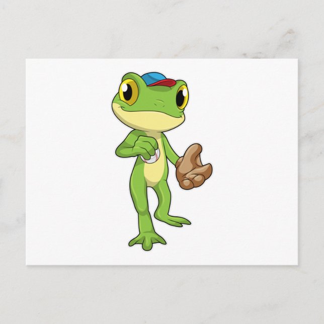 Frosch auf Baseball mit Baseballhandschuh Postkarte (Vorderseite)