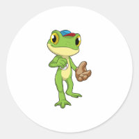 Frosch auf Baseball mit Baseballhandschuh