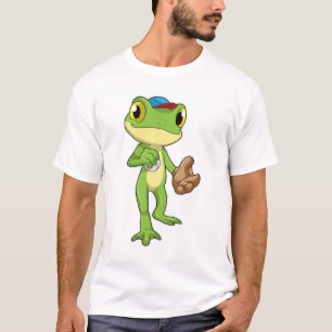 Frosch auf Baseball mit Baseballhandschuh T-Shirt