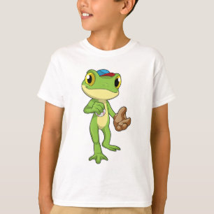 Frosch auf Baseball mit Baseballhandschuh T-Shirt