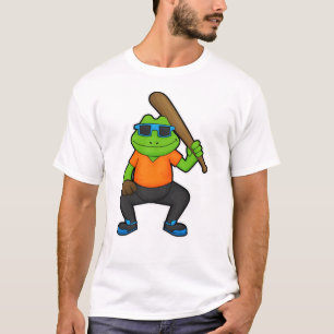 Frosch auf Baseball mit Baseballschläger und Sonne T-Shirt