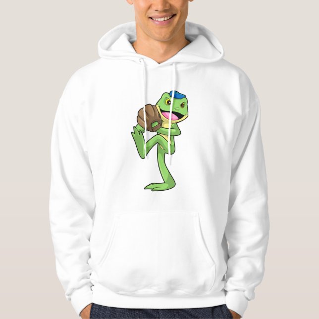 Frosch auf Baseball mit Handschuhen Hoodie (Vorderseite)