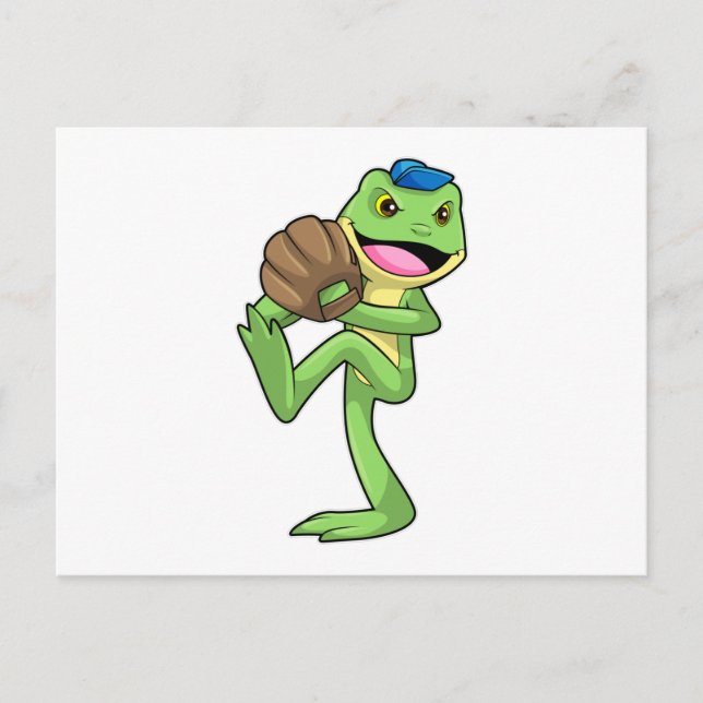 Frosch auf Baseball mit Handschuhen Postkarte (Vorderseite)