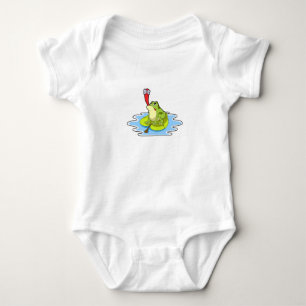 Frosch auf Blatt mit Insekt Baby Strampler