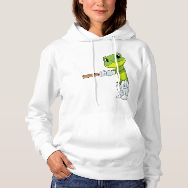 Frosch auf Cricket mit Cricket-Fledermaus Hoodie (Vorderseite)