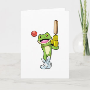 Frosch auf Cricket mit Cricket-Fledermaus Karte