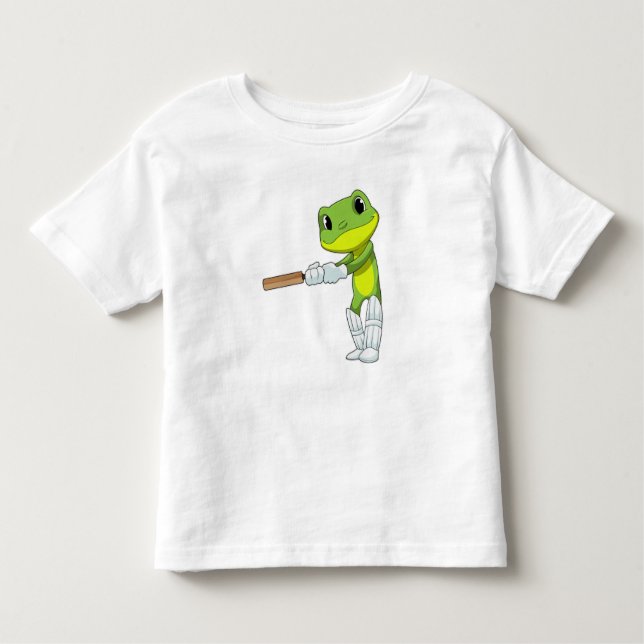Frosch auf Cricket mit Cricket-Fledermaus Kleinkind T-shirt (Vorderseite)