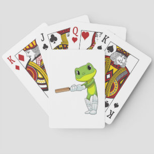 Frosch auf Cricket mit Cricket-Fledermaus Spielkarten