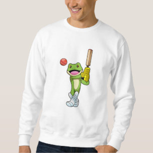 Frosch auf Cricket mit Cricket-Fledermaus Sweatshirt