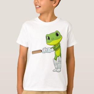 Frosch auf Cricket mit Cricket-Fledermaus T-Shirt