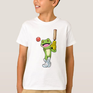 Frosch auf Cricket mit Cricket-Fledermaus T-Shirt