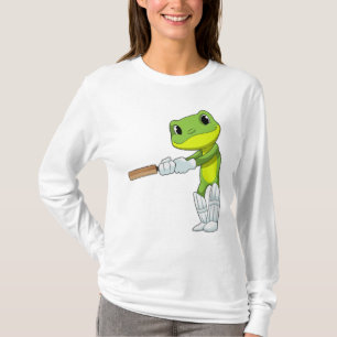 Frosch auf Cricket mit Cricket-Fledermaus T-Shirt