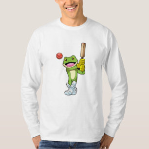 Frosch auf Cricket mit Cricket-Fledermaus T-Shirt