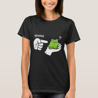 Frosch auf der Hand verhält sich lustiger Meme-Car T-Shirt