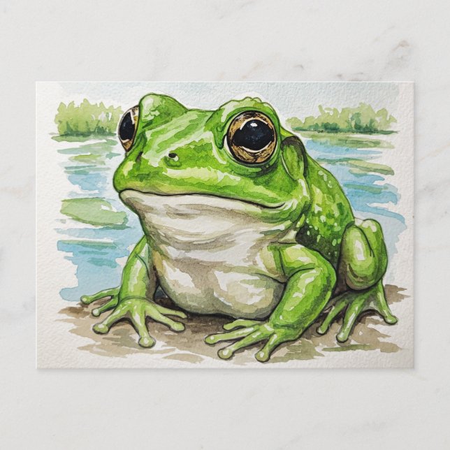 Frosch auf der Postkarte für Postüberquerung (Vorderseite)