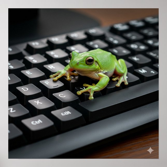Frosch auf einem Computer-Tastatur Poster (Vorne)